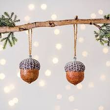 Brown Acorn Ornaments Set Of 2 In 2020 Acorn Ornaments Acorn Decorations Acorn Crafts