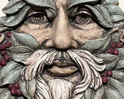 Large Green Man, Tree Man With Vines, Leaves and Berries, Beard Man, Green  Man With Beard Pony Tail