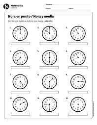 Hora En Punto Hora Y Media Aprender La Hora Fichas De Matematicas Actividades De Matematicas