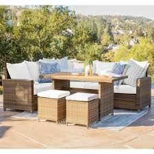 Wicker / rattan console tables. Milano 5pc Outdoor Wicker Sofa Dining Set Brown Coaster Target