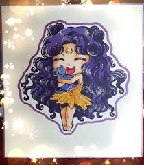 Chibi Human Luna With Her Purple Hair Magical Girl Kawaii Illustration Drawing Digital Art Sketch Manga Anime Dig Sailor Moon Art Moon Art Sailor Moon
