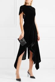 Roland Mouret Wren Cutout Asymmetric Draped Velvet Midi Dress Net A Porter Com Velvet Midi Dress Dresses Roland Mouret Dress