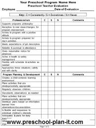 preschool teacher evaluation