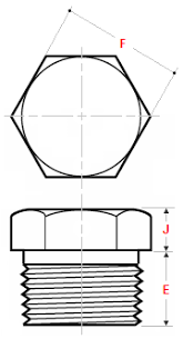 dimensions of hex head square head and round head plugs