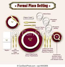 Teaching diagram showing placement of dishes and other tableware (illustration/graphic). Formal Table Setting Diagram Teaching Diagram Showing Placement Of Dishes And Other Tableware Illustration Graphic Canstock