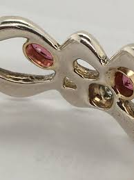 PATRICIA DAUNIS Pink Tourmaline & Green Beryl Sterling & 18k Gold Cuff  Bracelet
