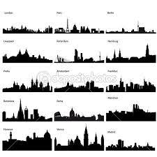 Detailed Vector Silhouettes Of European Cities City Skyline Silhouette City Silhouette Skyline Silhouette