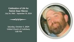 Celebration of Life for Patrick Warren October 5, 2024
