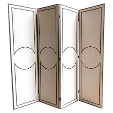 Folding screens have been in use for thousands of years. 4 Panel Folding Screen Art Deco Style Linen And Decorative Nails At 1stdibs