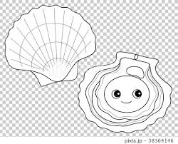 Students can color a clam coloring page. Scallop Character Coloring Page Stock Illustration 38364146 Pixta