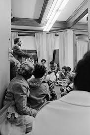 Stokely Carmichael speaking to students at the Black House in April 1973