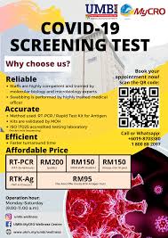 Filter, welfare, prosperous, screening test, preliminary test. Saringan Covid 19 Di Pusat Saringan Kesihatan Umbi Uwc Ukm Medical Molecular Biology Institute