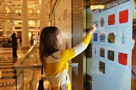 Designer Rebecca Minkoff S New Stores Have Touch Screens For An Online Shopping Experience Digital Store Digital Signage Retail Digital