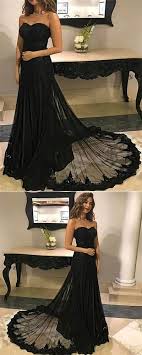 Black Lace Mermaid Strapless Charming Prom Dress With Train Sweetheart Simple Sleeveless Tulle Modern Prom Dresses Evening Dresses Prom Dresses Byu47 Prom Dress With Train Chic Prom Dresses Fancy Attire