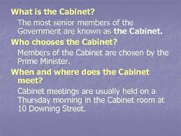 Meetings of the president with the full cabinet tend to get a pretty bad press. British Constitutional Monarchy N N Constitutional Monarchy