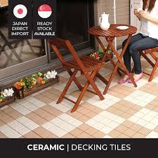 These outdoor flooring tiles are a great option to continue the look of wooden furniture or railings. Honpo Outdoor Flooring Ceramic Decking Interlocking Joint Tiles Board Easy Diy Insallation Floor Mat Japan Shopee Singapore