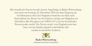 Mutationen des coronavirus wurden in großbritannien, südafrika und nigeria gefunden. Ministerium Fur Soziales Und Integration Bw On Twitter Bei Einer Frau Die Am 20 12 2020 Aus Grossbritannien Nach Bw Eingereist Ist Wurde Heute Die Mutierte Variante B 1 1 7 Des Coronavirus Nachgewiesen Die Mutation B 1 1 7