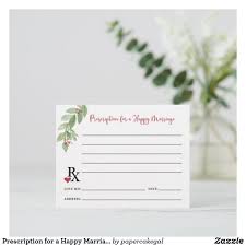 Prescription For A Happy Marriage Advice Card Zazzle Com In 2021 Marriage Advice Cards Wedding Advice Cards Happy Marriage