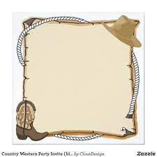 Invitation blank template creative images. Country Western Party Invite Blank Zazzle Com In 2021 Cowboy Invitations Party Invite Template Western Parties