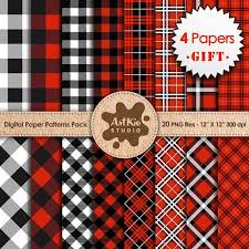 Black And Red Checkered Pattern 20 Black Red White Gingham Checkered Digital Papers Pack 4 Etsy Checkered Paper Digital Paper Pattern Paper