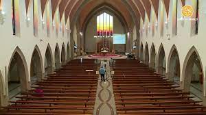 The modern looking white building in a small garden feels both outside and in more like a lutheran than catholic church. Shalom World Live Holy Hour From Ss Peter S And Paul S Church Portlaoise Ireland 2nd July 2020 Facebook