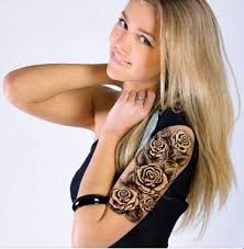 Black and white sleeve tattoo. A2sleevetat Customizable Tattoo Sleeve Black White Roses Goimprints