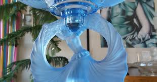 Dancing Lady Blue Glass Comport Art Deco Decor Art Deco Glass Antique Art Deco