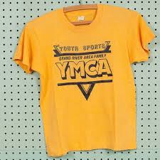 Ymca T Shirt By Screen Stars Tag Size Youth L 50 X2f 50 Cotton Polyester Made In Usa Great Condition With Normal Wear Sport T Shirt Youth Sports Shirts