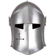 Made Of Mild Steel In Your Choice Of 16 Or 18 Gauge The Polished Visored Barbuta Helmet Provides A Knightly Medieval Helmets Crusader Helmet Historical Armor