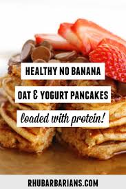 Fluffy Healthy Yogurt And Oat Flour Pancakes Rhubarbarians Recipe In 2020 Banana Oat Pancakes Oatmeal Pancakes Healthy Healthy Oat Pancakes