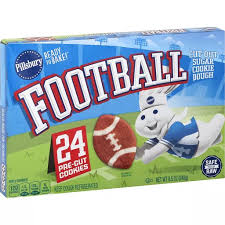 There are 160 calories in 2 cookies (38 g) of pillsbury sugar cookies.: Pillsbury Sugar Cookie Dough Cut Out Football Cookies Market Basket