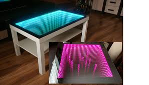 White Table Led 3d Coffee Table Illuminated Infinity Mirror Effect Remote Rf 169 00 En Welco Window Coffee Table Mirrored Coffee Tables Home Coffee Tables