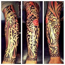 Elegant smooth design over white background. Black And Red Tribal Sleeve Tattoo Tribal Tattoos Tribal Tattoo Designs Tattoos