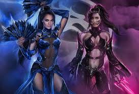 Wallpaper night mask art mortal kombat shuriken throw. Mortal Kombat Game Kitana Pink Carlos Gzz Blue Couple Hand Fan Fantasy Hd Wallpaper Peakpx