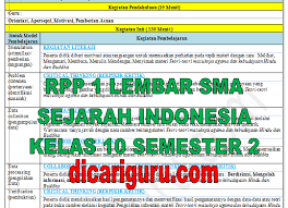 Rencana pelaksanaan pembelajaran (rpp) sekolah : Rpp Sejarah Indonesia 1 Lembar Kelas 10 Sma Semester 2 Dicariguru Com