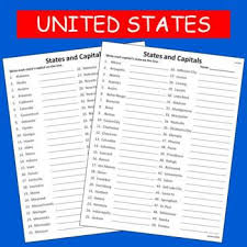 Constitution or were admitted to the union, population and area data, and number of representative(s) in the u.s. State Capitals List Worksheets Teaching Resources Tpt