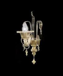 Applique, lampade da parete in vetro di murano stile classico veneziano. Lora Maya 3077 Applique Vetro Di Murano 1 Luce 3 Colori