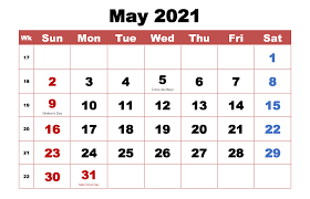 Download quality 2021 calendar printable templates are ready for personal usage. May 2021 Calendar Printable Template In Pdf Word Excel Free Download
