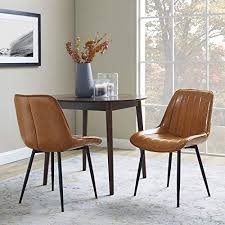 Even better, each chair only took about 15 minutes to put together (and that's including unpacking!). Volans Dining Chairs Set Of 2 Mid Century Modern Retro Brown Faux Leather Upholstered Dining Accent Chairs For Kitchen Dining Room Living Room Bedroom Desk Pricepulse