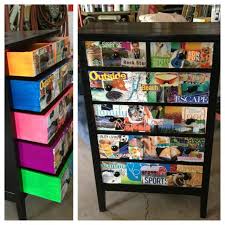 Modge Podge Dresser With Magazine Clippings And Neon Drawers Modge Podge Projects Modge Podge Furniture Fun Projects For Kids