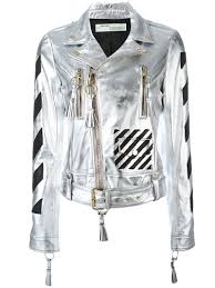 Compralo Ya Off White Diagonal Carryover Biker Jacket Women Lamb Skin Viscose M Silver Tone Lambsk Chaqueta De Cuero Chaqueta Cuero Mujer Chaquetas