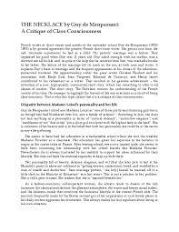 Doc The Necklace By Guy De Maupassant A Critique Of Class Consciousness Ea Gamini Fonseka Academia Edu