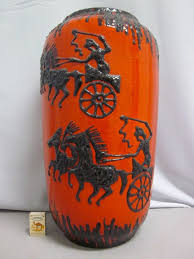 Bodenvase Mit Lava Pferden Etruscan Streitwagen Scheurich Etsy Floor Vase Vase West German Pottery
