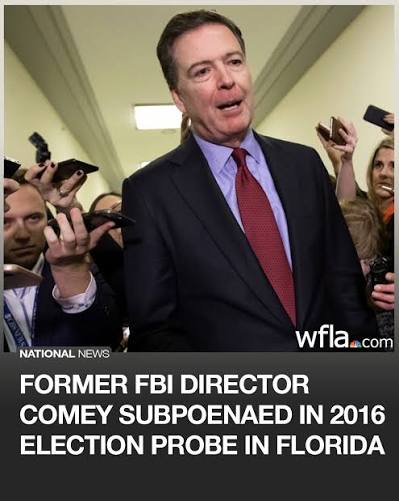 Federal prosecutors in Florida have subpoenaed former FBI Director James Comey as part of a wide-ranging probe into a prior investigation into Russian interference in the 2016 election. https://www.wfla.com/news/national/comey-subpoenaed-in-2016 ...