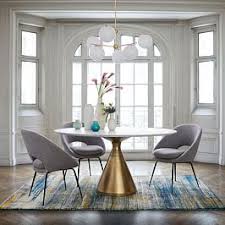 Silhouette Pedestal Oval Dining Table White Marble Antique Brass Interer Dizajn Dizajn Interera