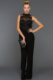 Siyah Puskullu Abiye Tulum A7680 Resmi Elbise Tulum Moda Stilleri