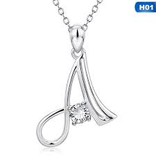 Calligraphy letters alphabet alphabet letters design. 925 Sterling Silver 26 Letters Initial Necklace Alphabet Diamond Name Pendant Aaa Zircon Necklace Shopee Philippines