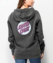 santa cruz other dot washed black pink hoodie