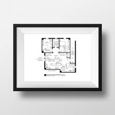 Due to ross' excitement over his new apartment, he shows off his imaginative skills by pretending to do all sorts at his window! Friends Ross Geller Apartment Artist Signed Fantasy Floorplans Touch Of Modern