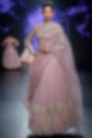 Nude Pink Organza Applique Embellished Pleated Bridal Lehenga Set by Yaksi Deepthi  Reddy at Pernia's Pop Up Shop 2025